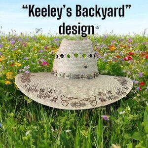 Hat. Palm Leaf Lifeguard Hat in “Keeley’s Backyard” design